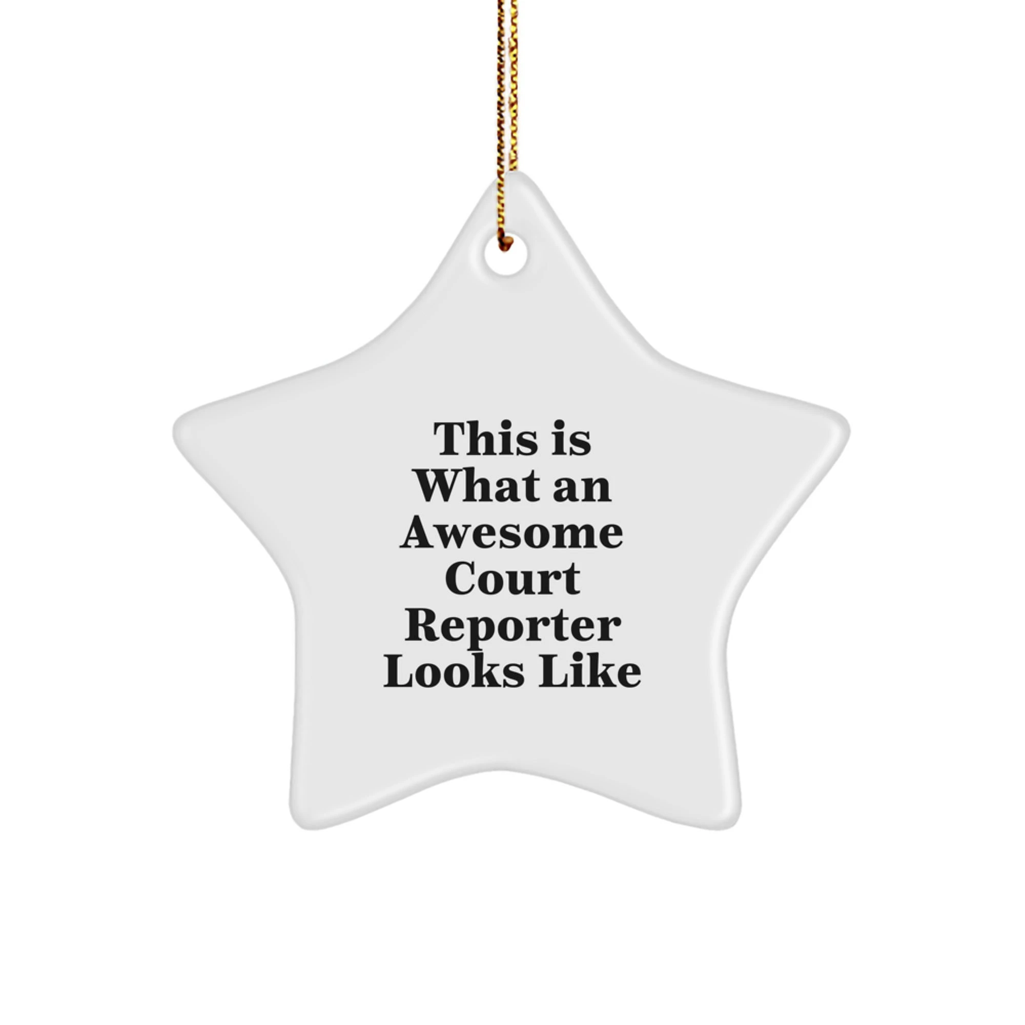 Court Reporter Gifts, Funny Star Ornament for Christmas Unique Gifts from Friends to Court Reporter, 'This Is What An Awesome Court Reporter Looks Like' Star Decoration