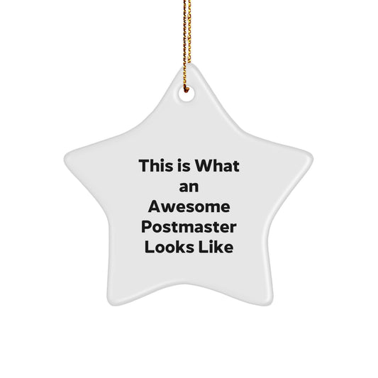Funny Postmaster Gifts from Friends - This Is What An Awesome Postmaster Looks Like Star Ornament for Christmas - Image 1