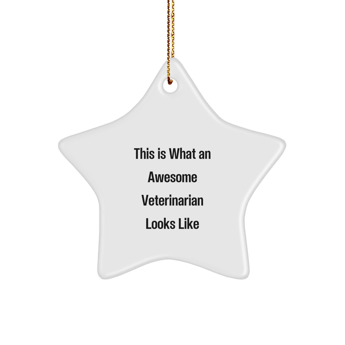 Veterinarian Star Ornament, 'This Is What An Awesome Veterinarian Looks Like' Funny Quote, Christmas Unique Gifts from Family to Friends - Image 1