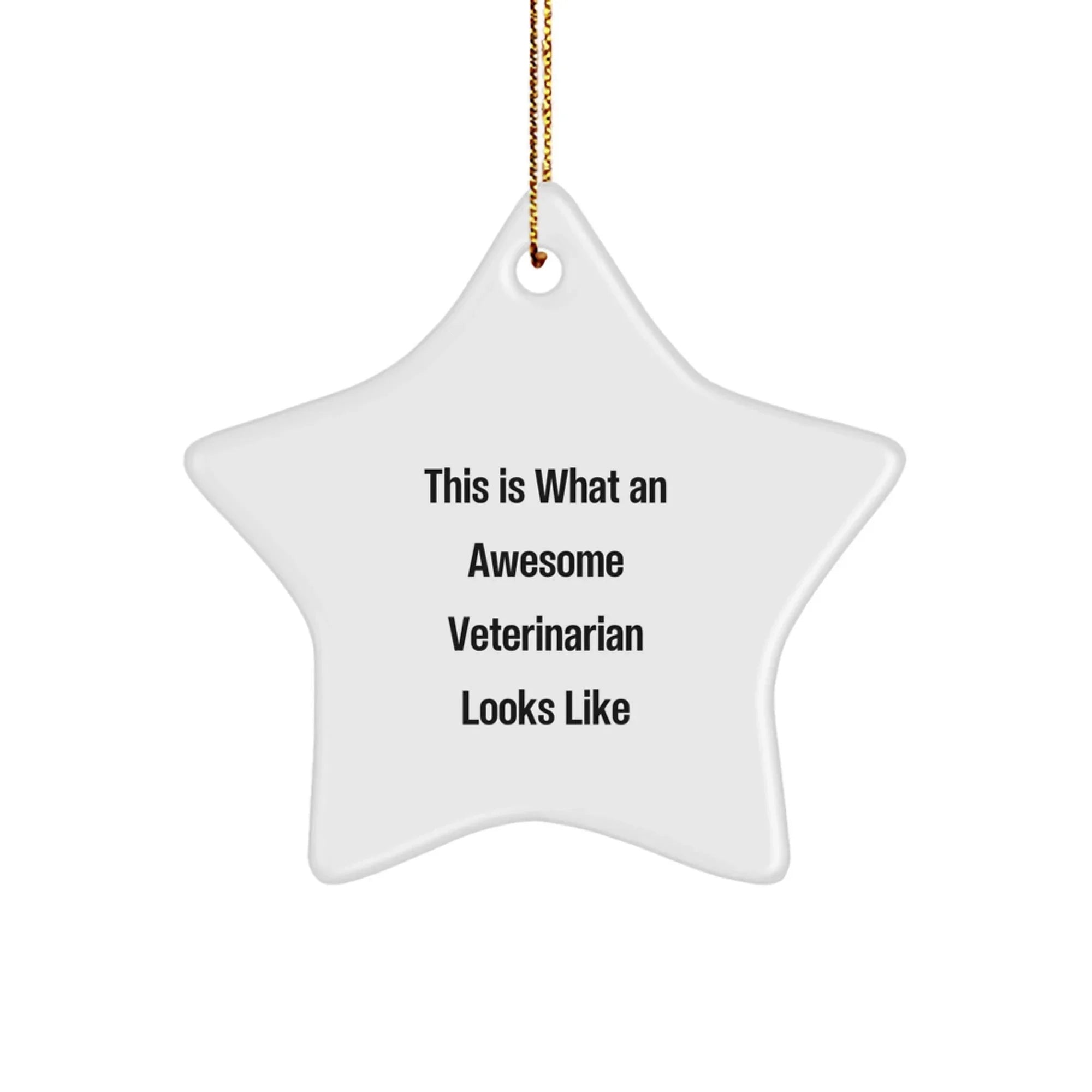Veterinarian Star Ornament, 'This Is What An Awesome Veterinarian Looks Like' Funny Quote, Christmas Unique Gifts from Family to Friends