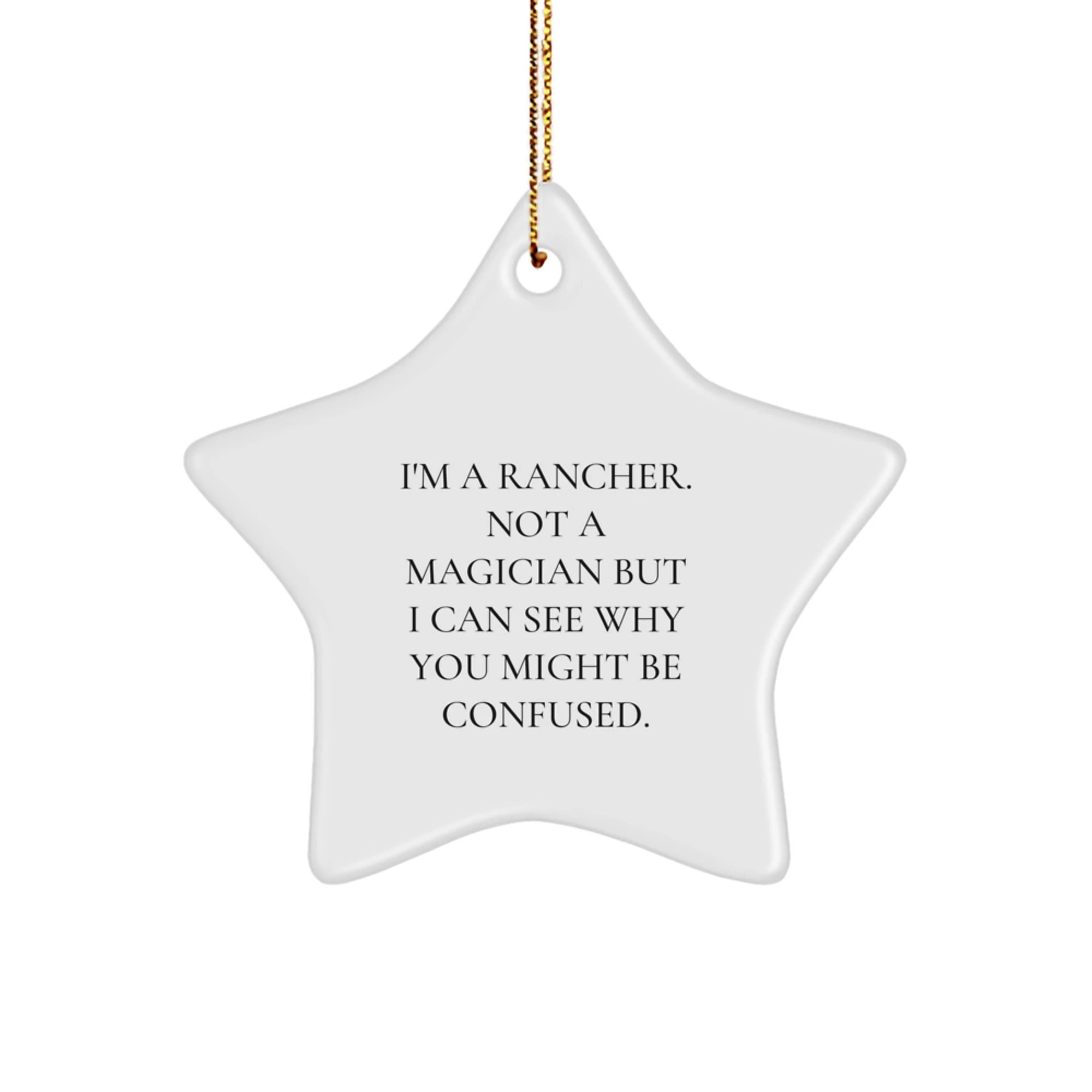 Funny Rancher Gifts for Men - Star Ornament from Friends - Christmas Unique Gifts for Ranchers - 'I'm A Rancher. Not A Magician But I Can See Why You Might Be Confused.'