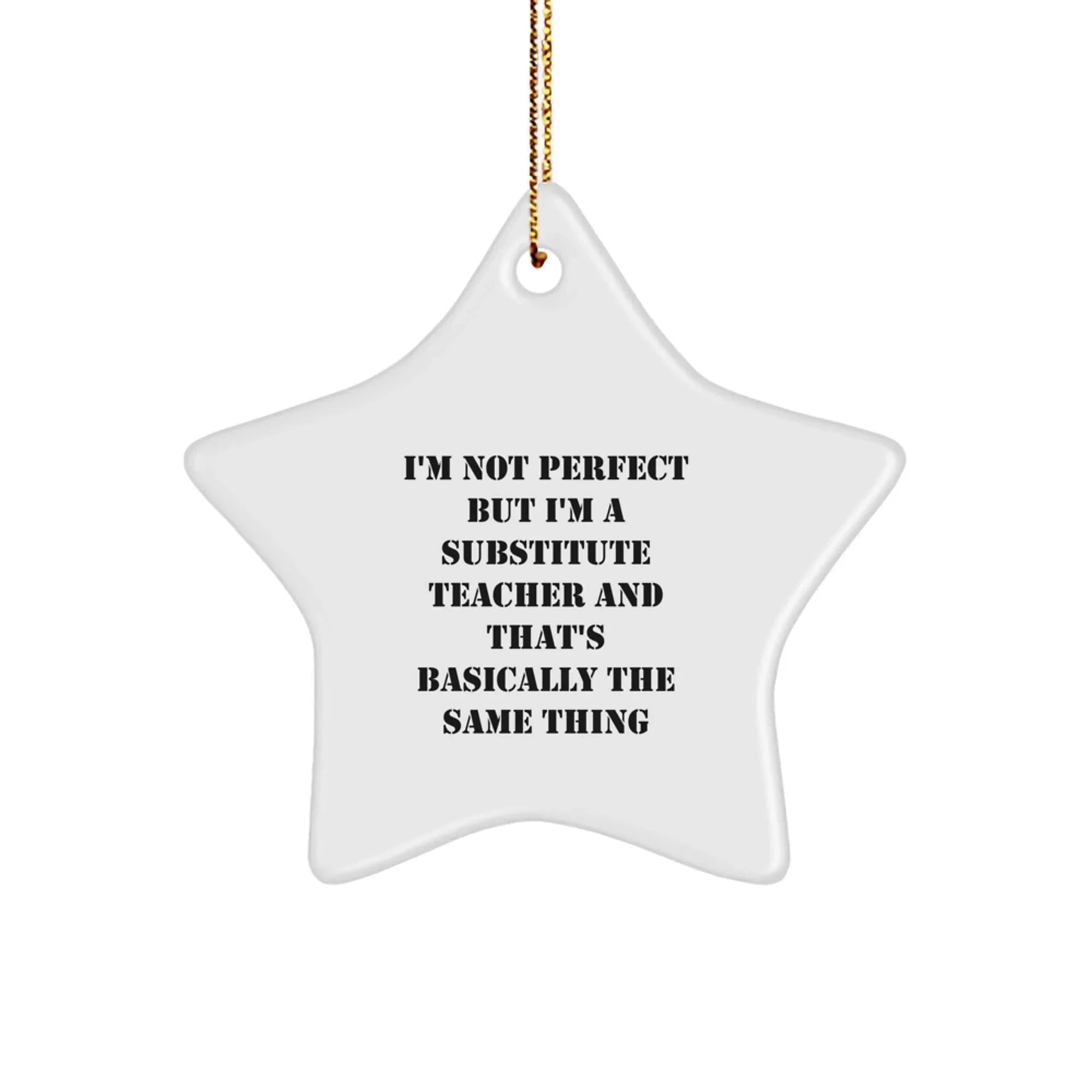 Funny Substitute Teacher Gifts for Men - I'm Not Perfect Star Ornament, Perfect for Christmas Unique Gifts from Friends