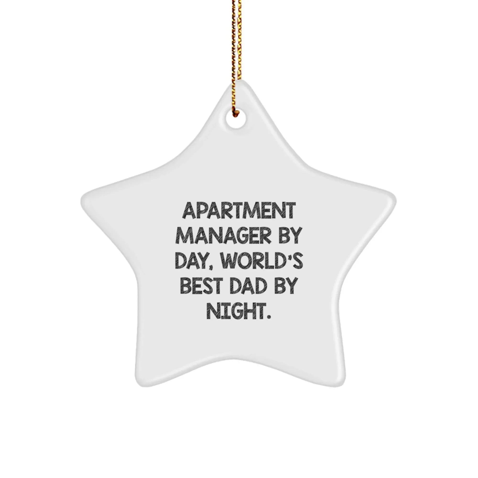 Apartment Manager Gifts for Men, Funny Star Ornament from Apartment Manager By Day, World's Best Dad By Night, Christmas Unique Gifts for Friends