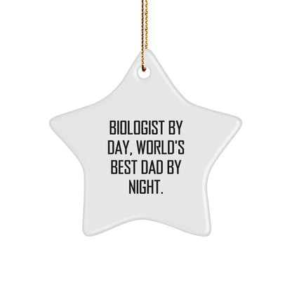 Biologist Gifts from Men, Star Ornament By Day, World's Best Dad By Night, Christmas Unique Gifts for Biologist - Image 1