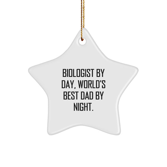 Biologist Gifts from Men, Star Ornament By Day, World's Best Dad By Night, Christmas Unique Gifts for Biologist - Image 1