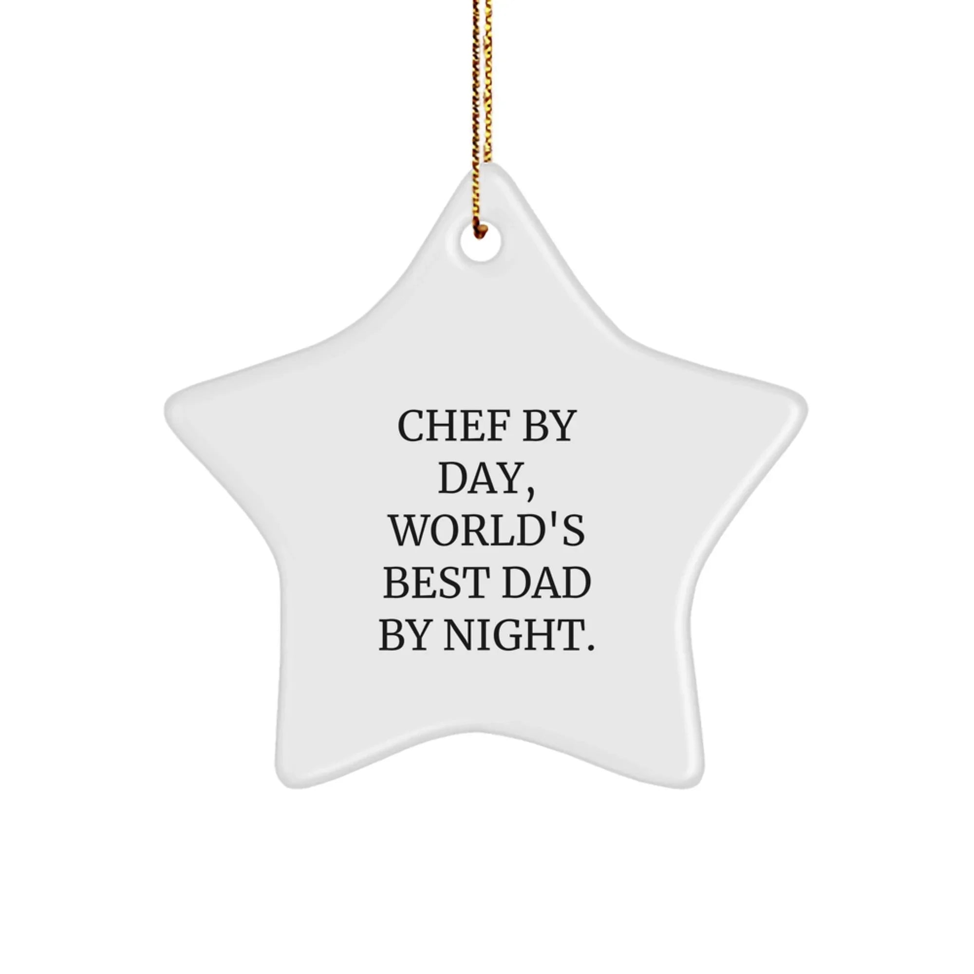 Funny Chef Gifts from Men to World's Best Dad By Night, Star Ornament for Christmas