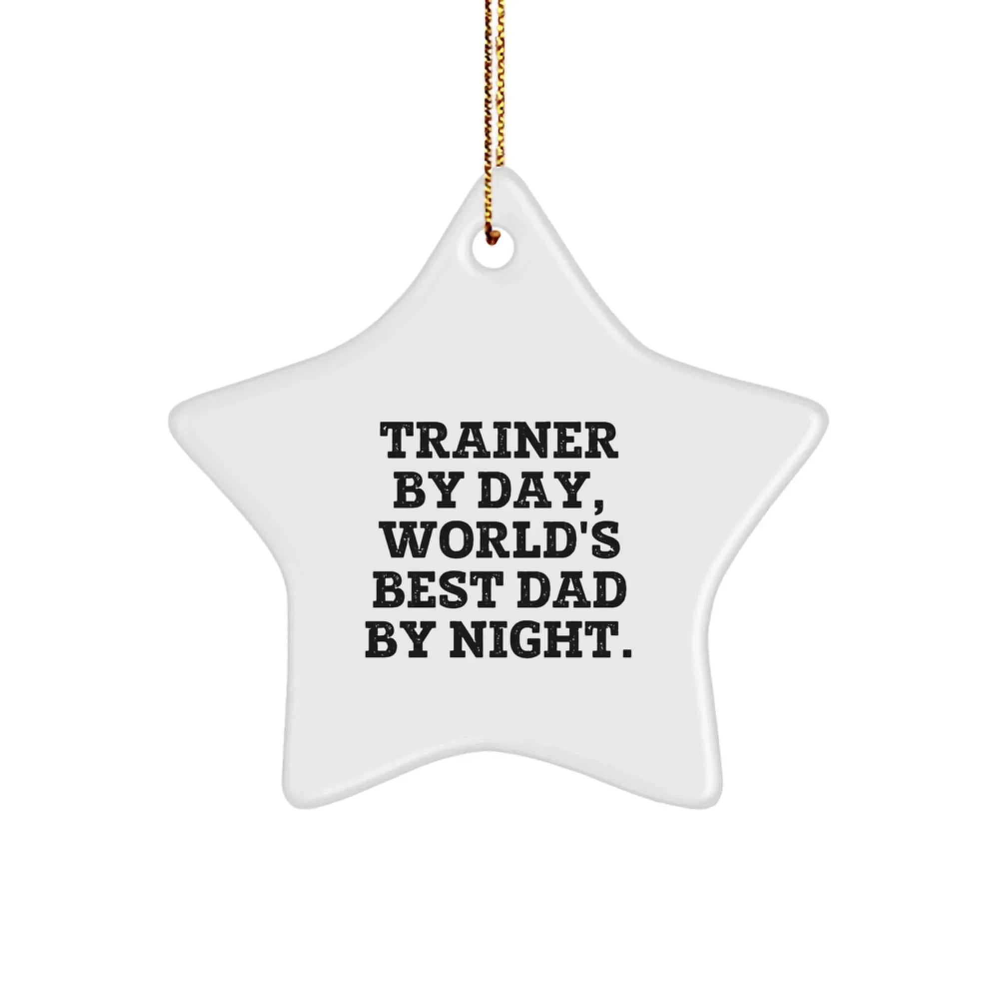 Funny Christmas Unique Gifts from Trainer By Day, World's Best Dad By Night Star Ornament for Trainer Men