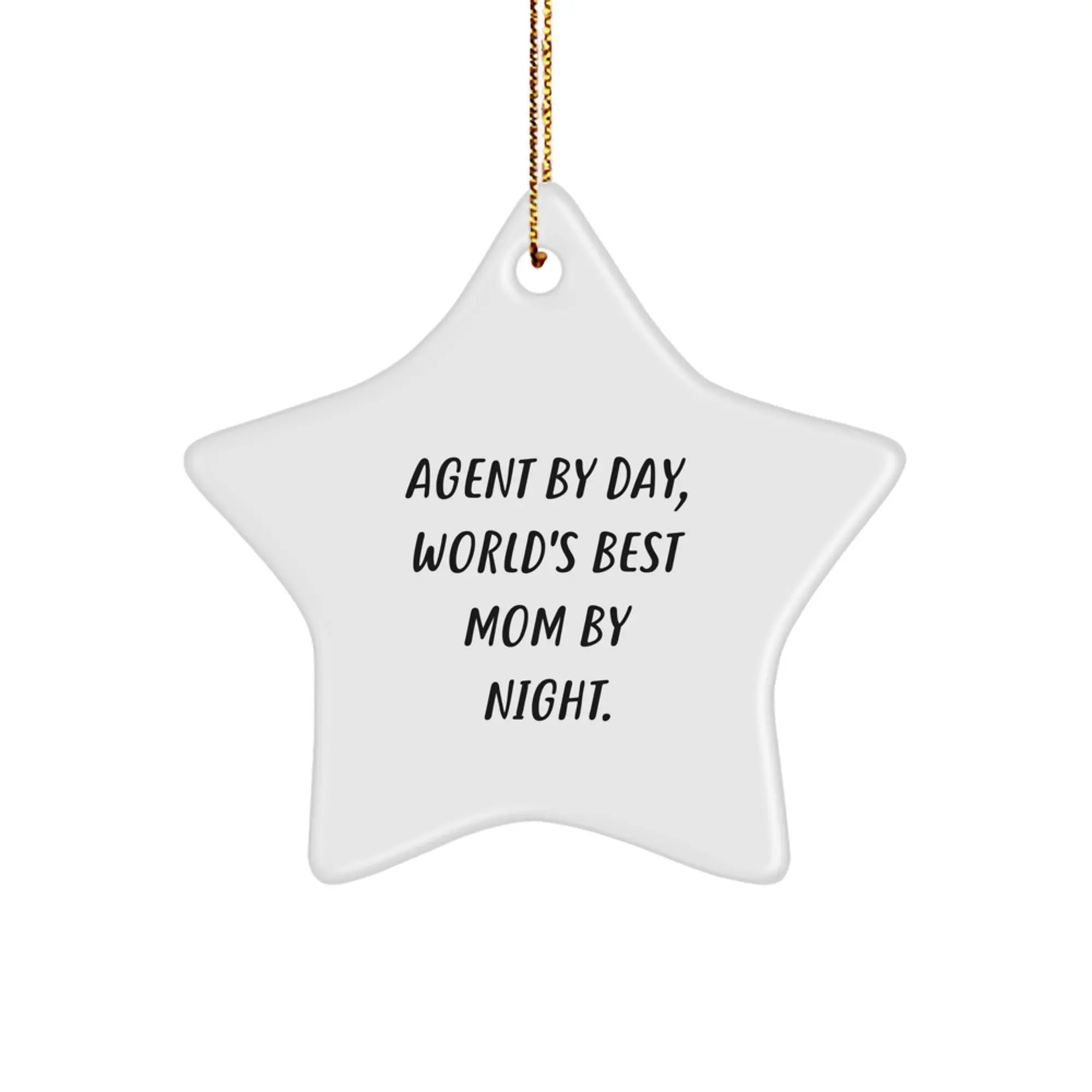Funny Agent Gifts from Mom, Agent By Day World's Best Mom By Night Star Ornament, Christmas Unique Gifts for Agent - Image 1