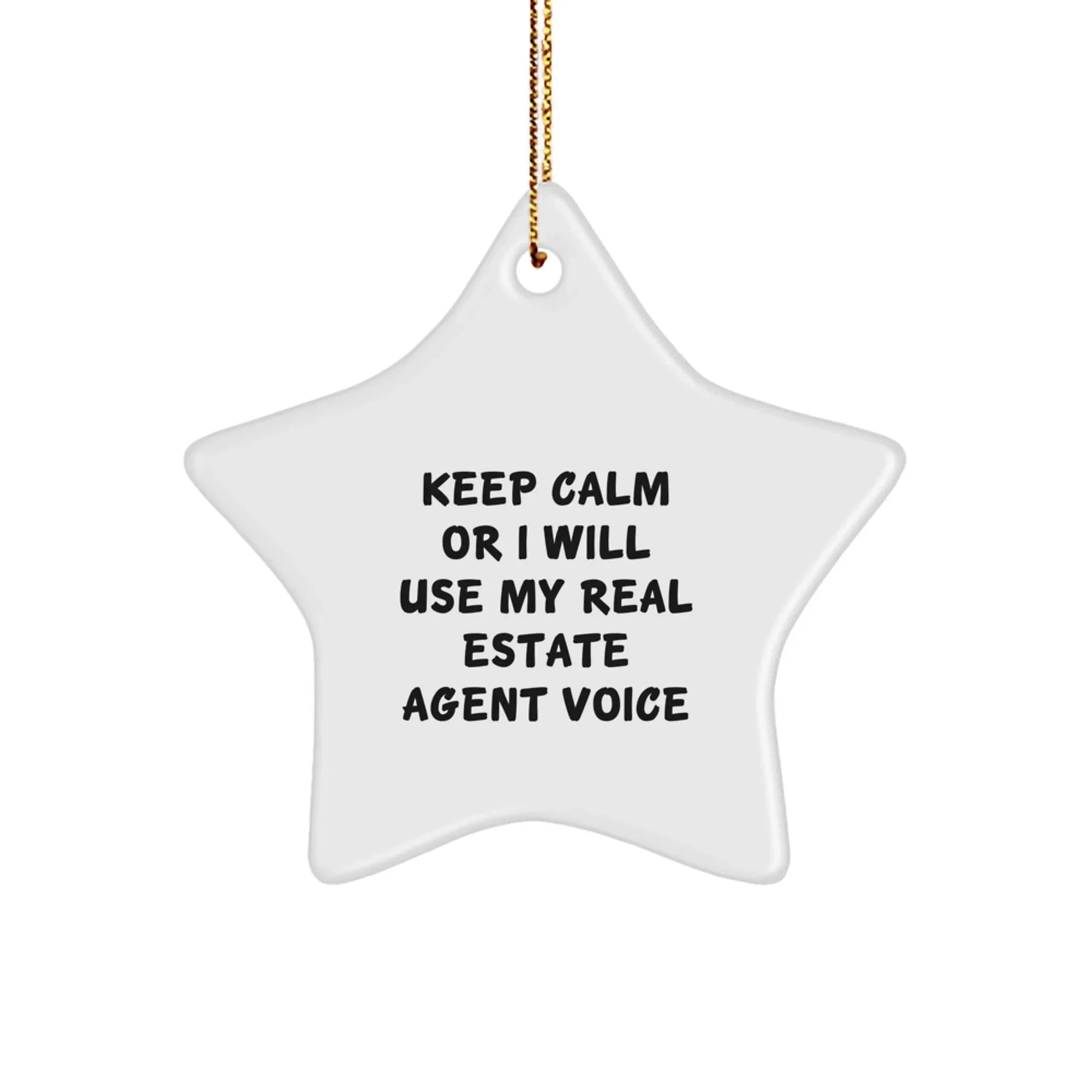 Funny Keep Calm Gifts for Real Estate Agent Men, Christmas Star Ornament, Funny Real Estate Agent Gifts from Friends for Christmas