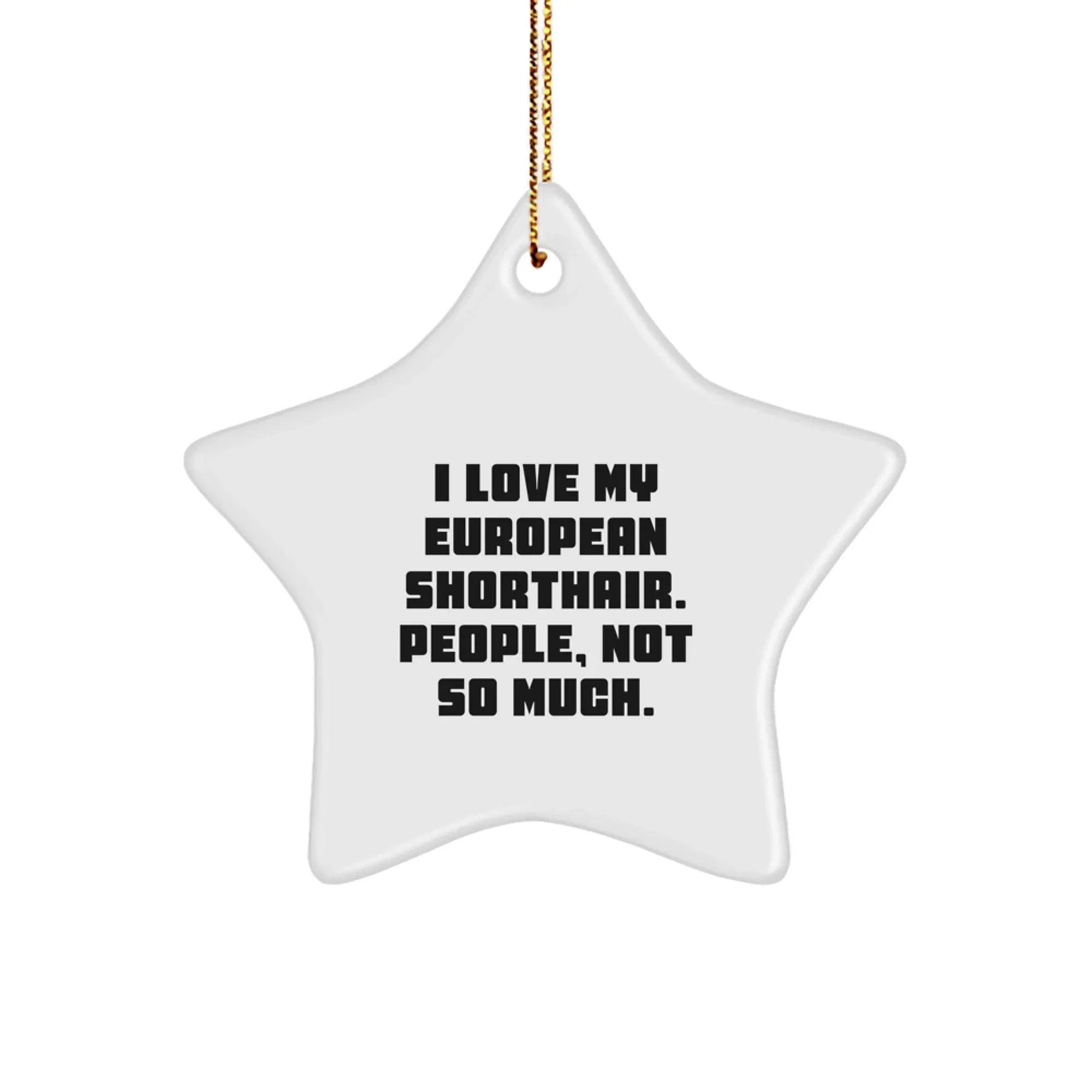 European Shorthair Cat Star Ornament Gifts from Friends to Family, Funny Quote I Love My European Shorthair. People, Not So Much., Perfect for Christmas