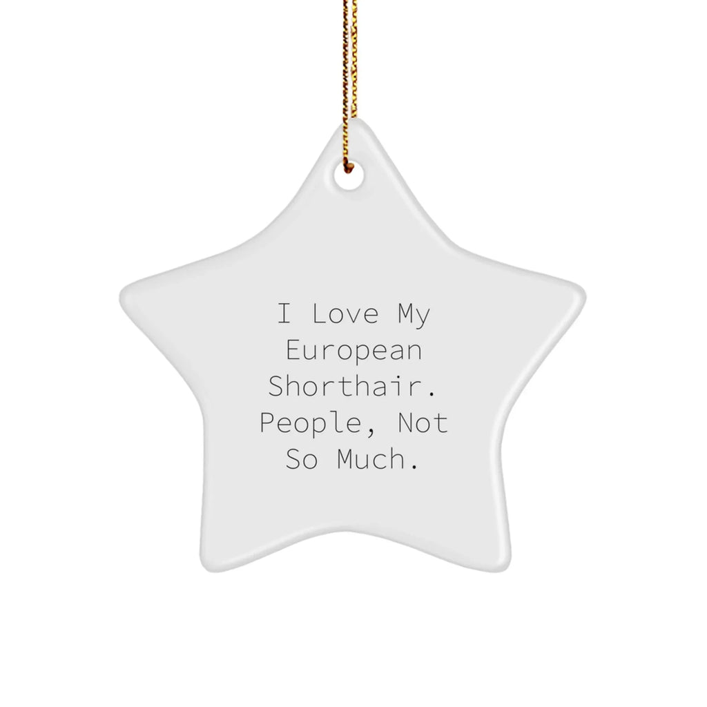 European Shorthair Cat Lovers' Star Ornament Gifts from Friends, Family, or Coworkers - 'I Love My European Shorthair. People, Not So Much.' - Christmas Unique Gift for European Shorthair Cat