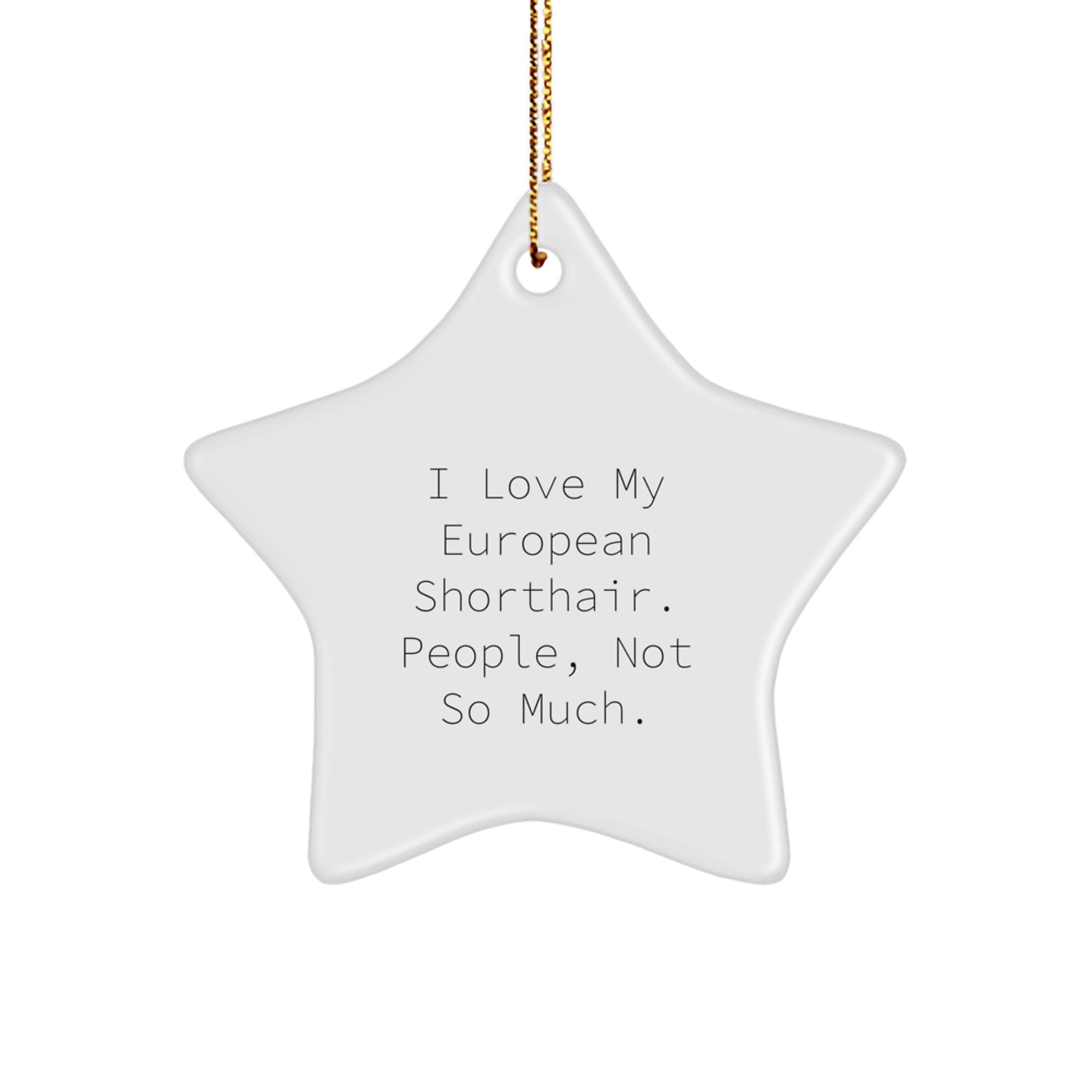 European Shorthair Cat Lovers' Star Ornament Gifts from Friends, Family, or Coworkers - 'I Love My European Shorthair. People, Not So Much.' - Christmas Unique Gift for European Shorthair Cat - Image 1