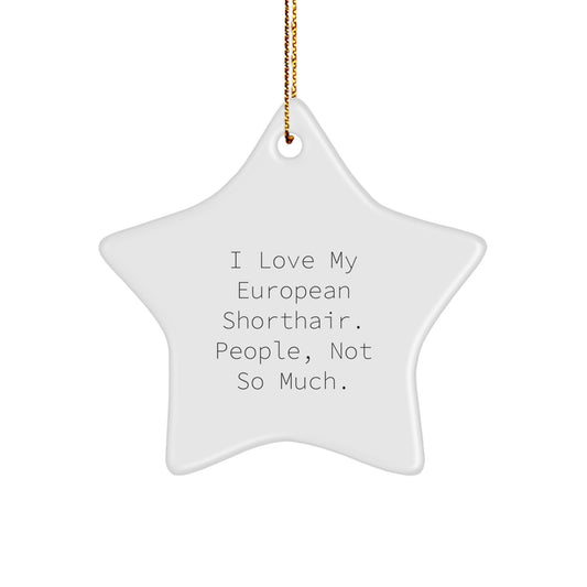 European Shorthair Cat Lovers' Star Ornament Gifts from Friends, Family, or Coworkers - 'I Love My European Shorthair. People, Not So Much.' - Christmas Unique Gift for European Shorthair Cat - Image 1