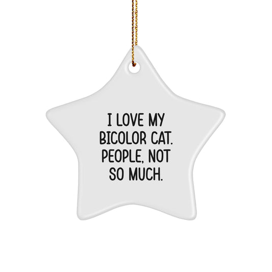 Bicolor Cat Lover's Star Ornament, Funny Quote Gifts from Friends for Christmas - Image 1