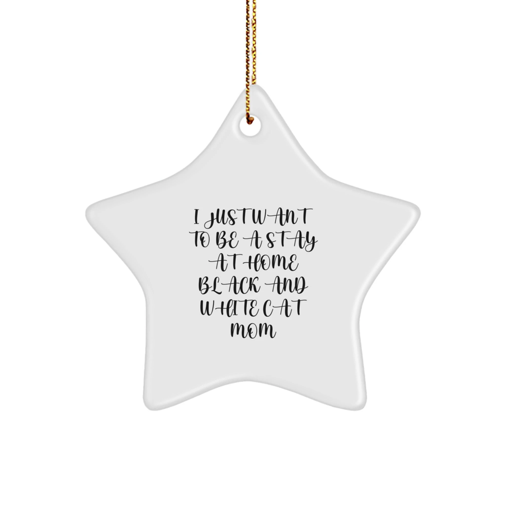 Funny Black and White Cat Mom Gifts from Friends, Funny Star Ornament for Black and White Cat Lover, Christmas Unique Gifts