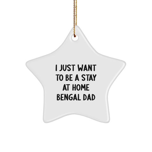 Funny Bengal Cat Dad Gifts - 'I Just Want To Be A Stay At Home Bengal Dad' Star Ornament, Christmas Unique Gifts from Friends to Family - Image 1