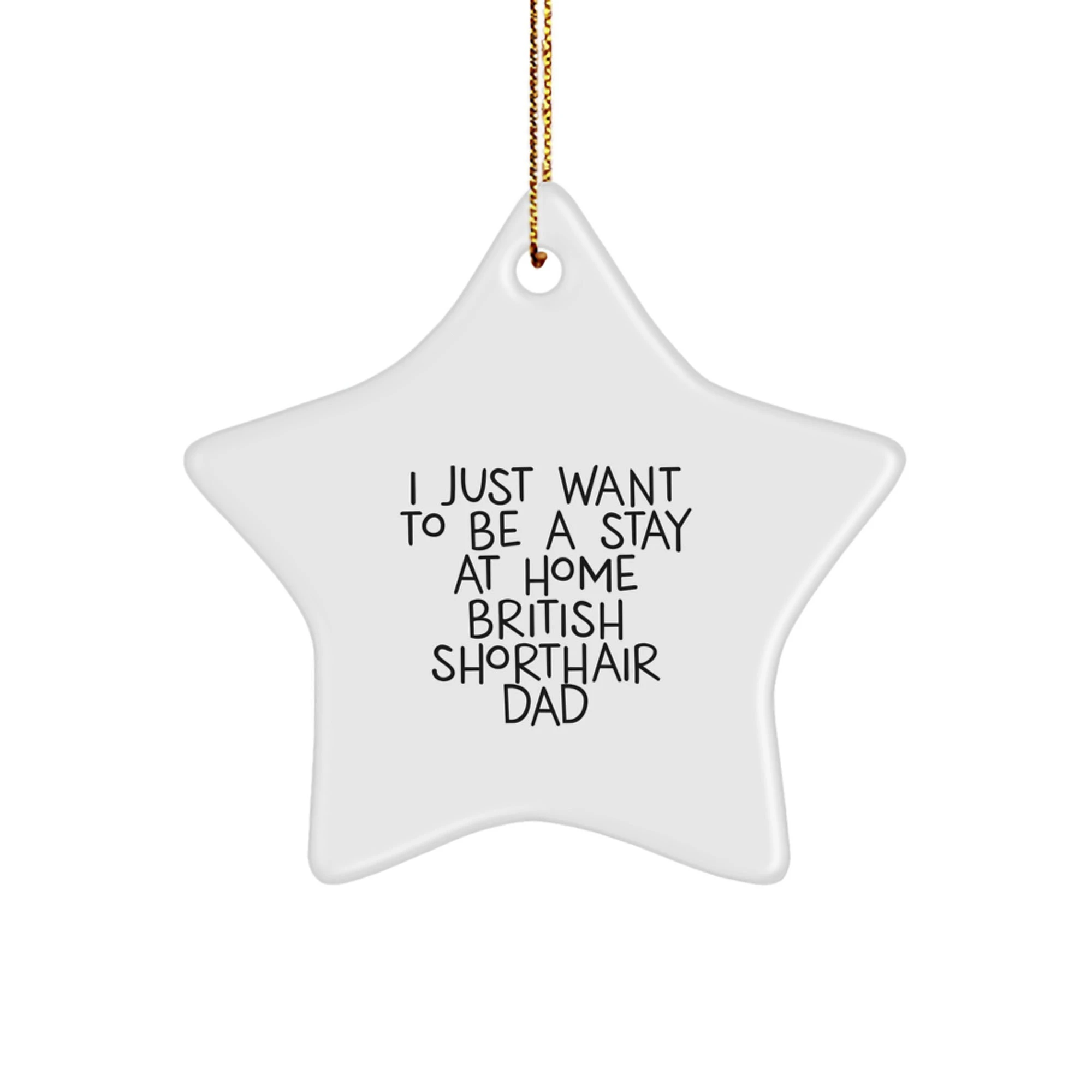 British Shorthair Cat Dad Christmas Star Ornament Gifts for Him, Funny Quote, Handmade Star Shaped Decoration, Unique Christmas Unique Gifts from Men to Family, Friends, Coworkers