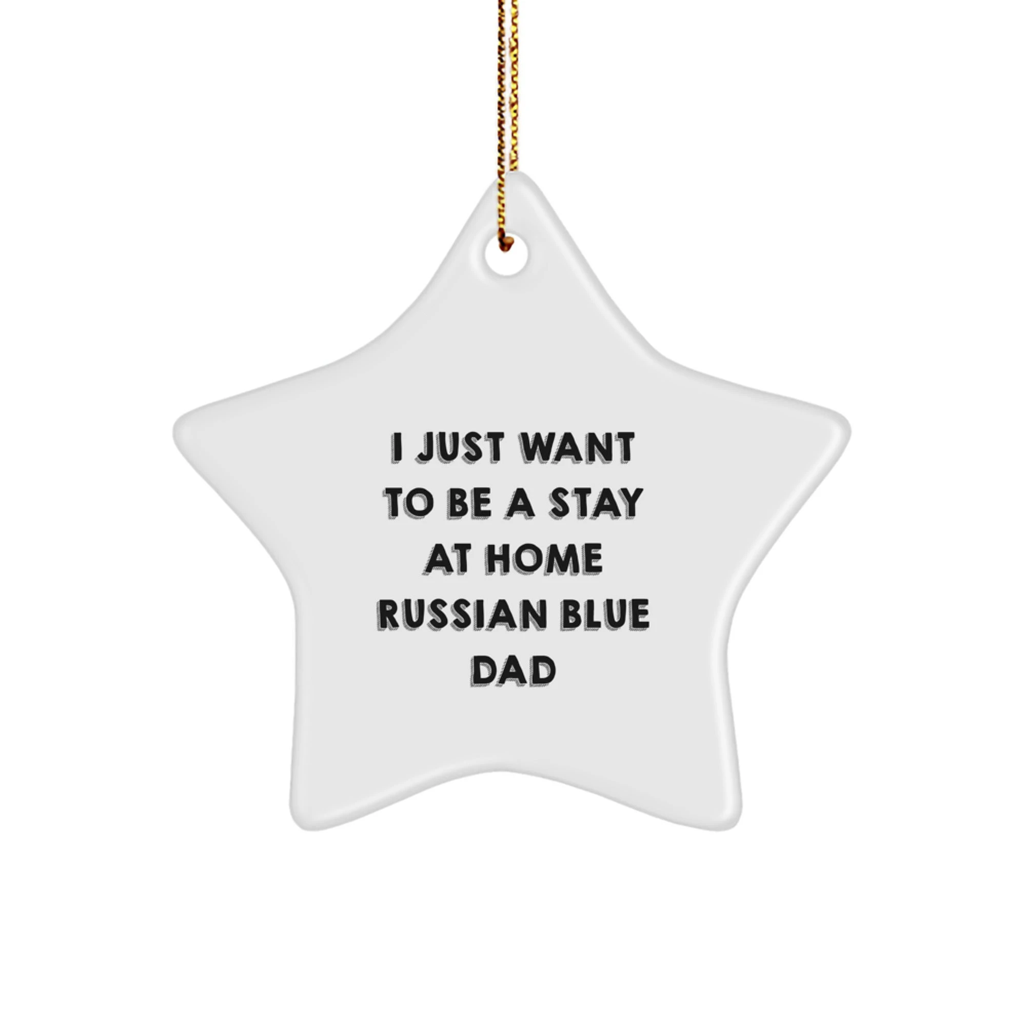 Funny Russian Blue Cat Dad Gifts from Men to Family - Star Ornament for Christmas Unique Presents