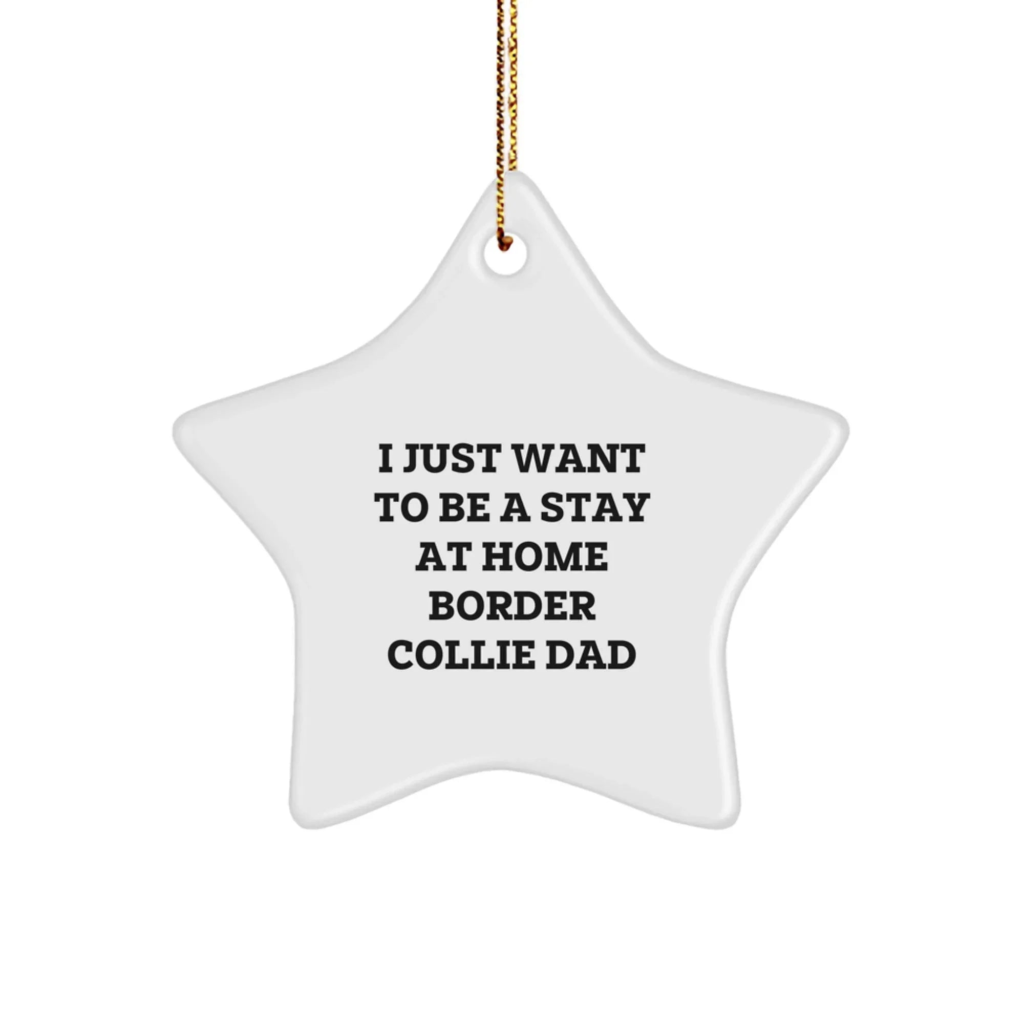 Funny Border Collie Dad Gifts for Christmas - Star Ornament 'I Just Want To Be A Stay At Home Border Collie Dad' from Friends to Family
