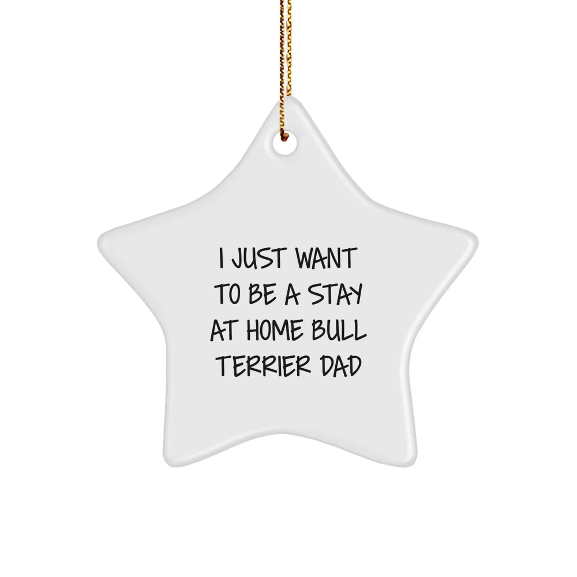 Funny Bull Terrier Dad Gifts, 'I Just Want To Be A Stay At Home Bull Terrier Dad' Star Ornament for Christmas, Gifts from Men to Family