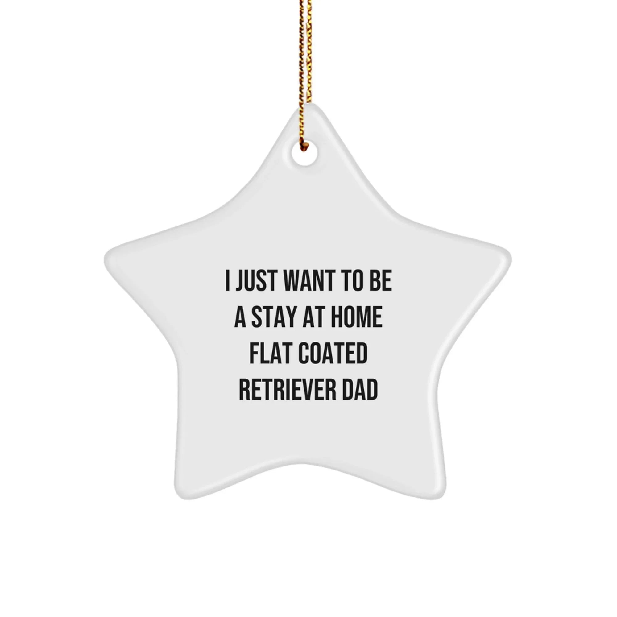 Funny Flat Coated Retriever Dog Gifts for Men - I Just Want To Be A Stay At Home Dad Star Ornament for Christmas, Gifts from Dad to Flat Coated Retriever Dog