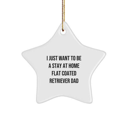 Funny Flat Coated Retriever Dog Gifts for Men - I Just Want To Be A Stay At Home Dad Star Ornament for Christmas, Gifts from Dad to Flat Coated Retriever Dog - Image 1