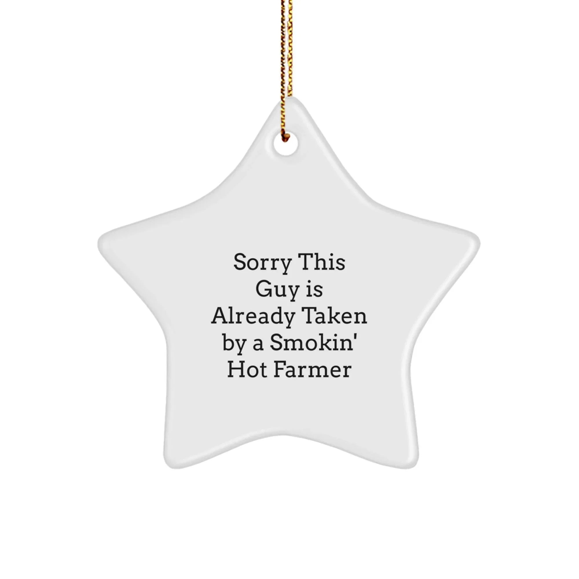 Funny Farmer Gifts from Friends and Family, Unique Star Ornament for Christmas Decorations, Sorry This Guy Is Already Taken By A Smokin' Hot Farmer