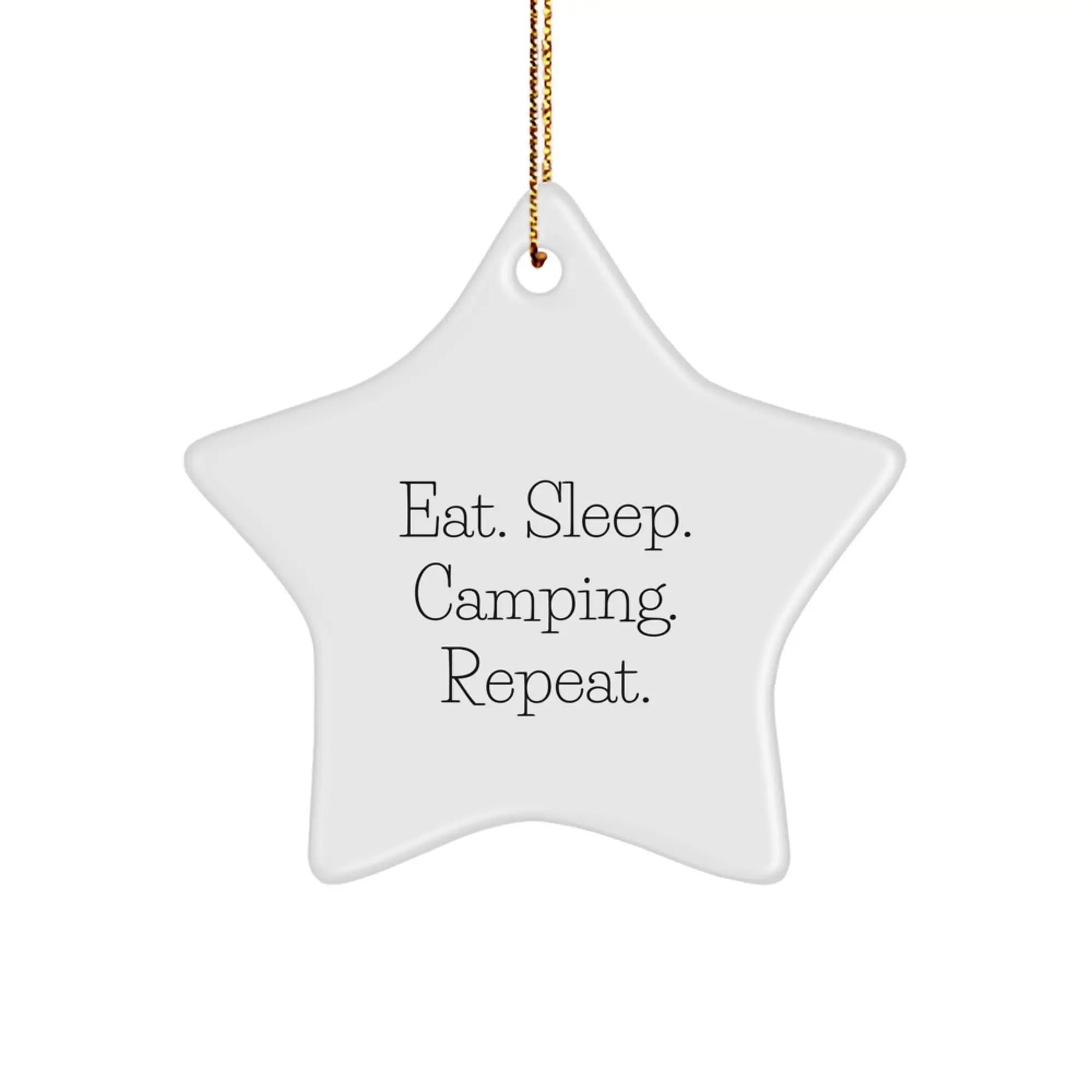 Funny Camping Star Ornament Gifts from Family for Men - Eat. Sleep. Camping. Repeat. Christmas Unique Decorations - Image 1