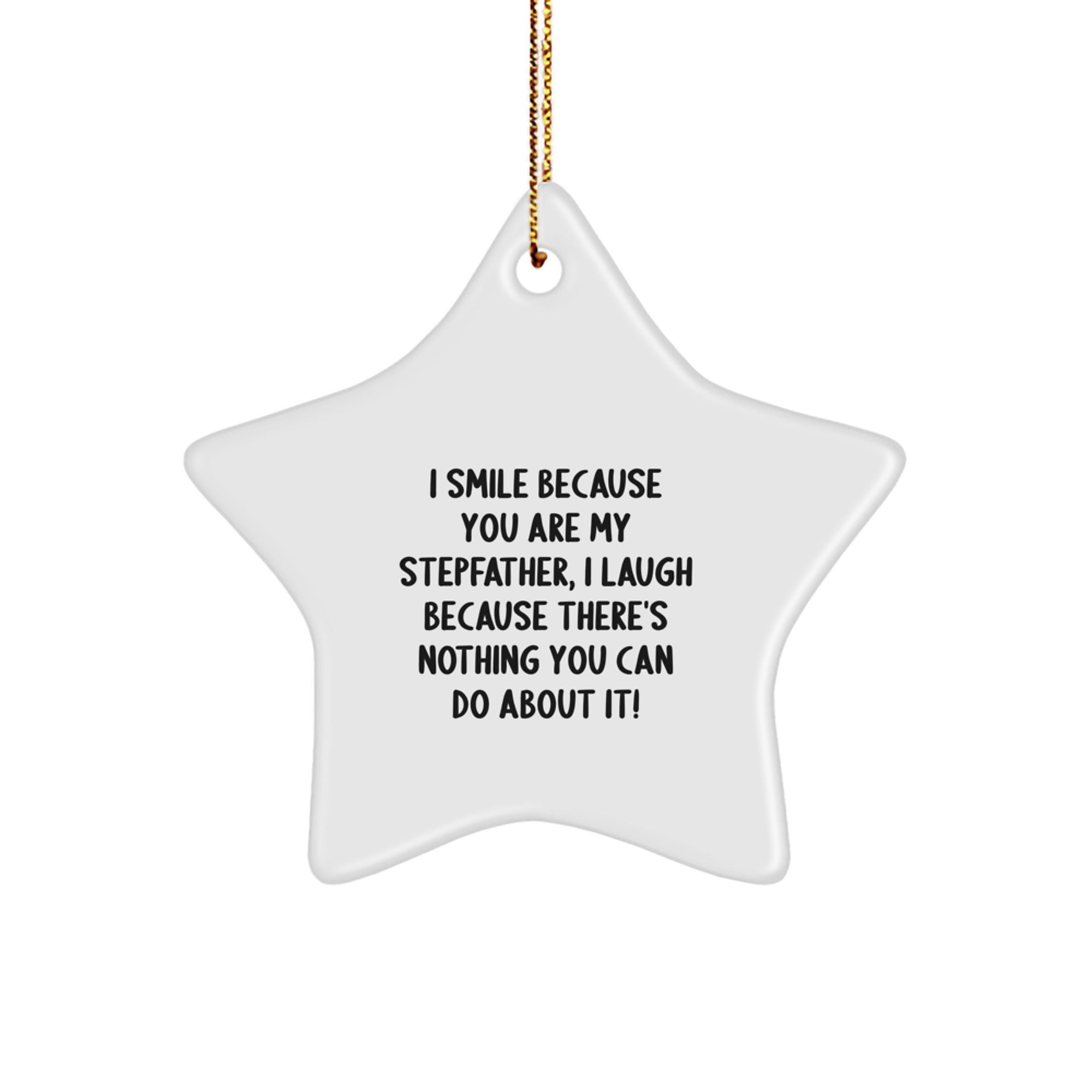Funny Stepfather Gifts from Men - Stepfather Star Ornament with I Smile Because You Are My Stepfather, I Laugh Because There's Nothing You Can Do About It! Quote for Christmas Unique Gifts - Image 1