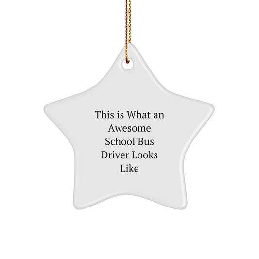 Funny School Bus Driver Gifts from Friends - This Is What An Awesome School Bus Driver Looks Like, Star Ornament for Christmas - Image 1