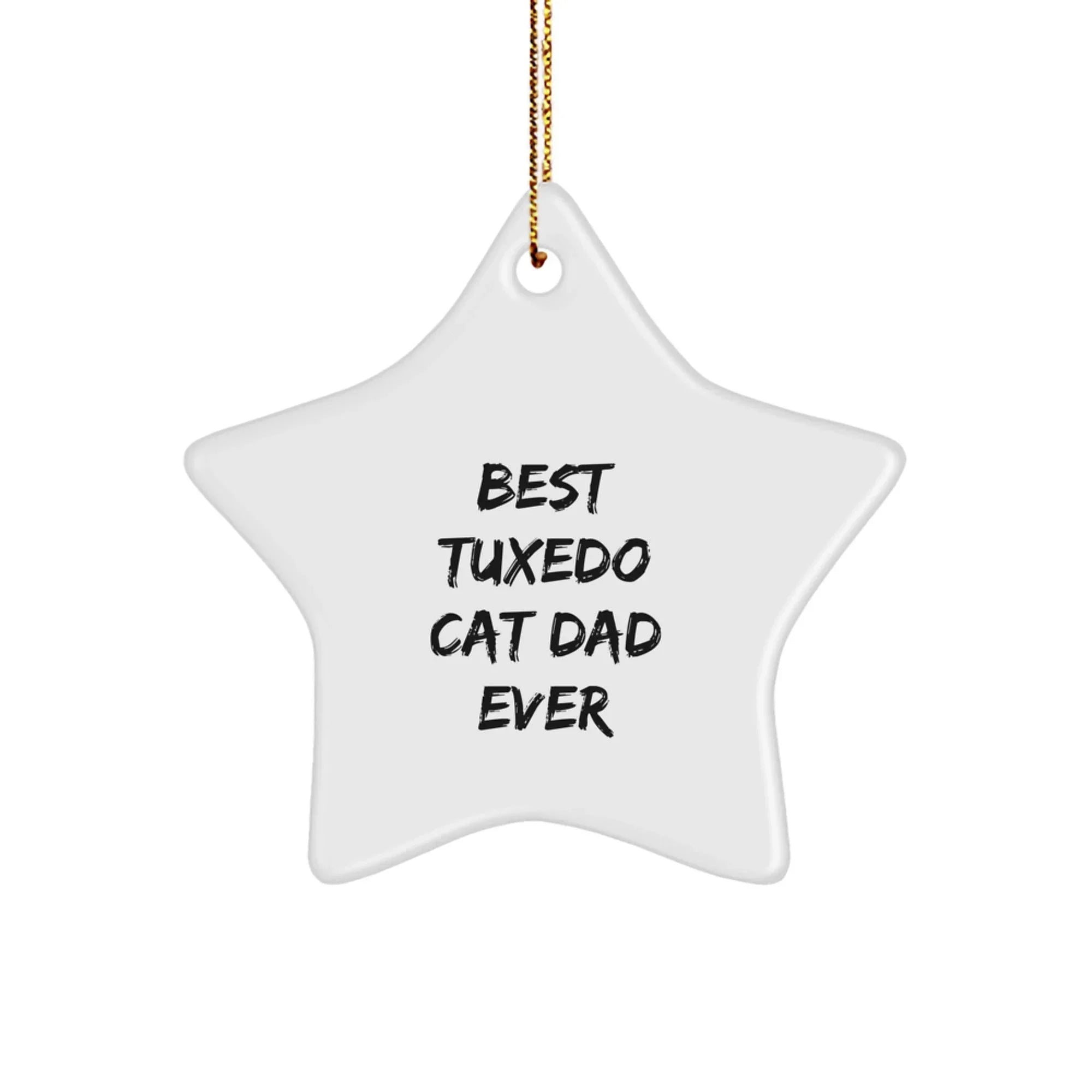 Funny Tuxedo Cat Dad Gifts for Men, Star Ornament from Family, Unique Christmas Decorations