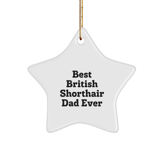 British Shorthair Cat Star Ornament Gifts from Men - 'Best British Shorthair Dad Ever' Funny Christmas Memorable Present for Friends Family Coworkers - Image 1