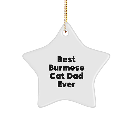 Funny Burmese Cat Lover Gifts from Dad - Best Burmese Cat Dad Ever Star Ornament for Christmas - Image 1
