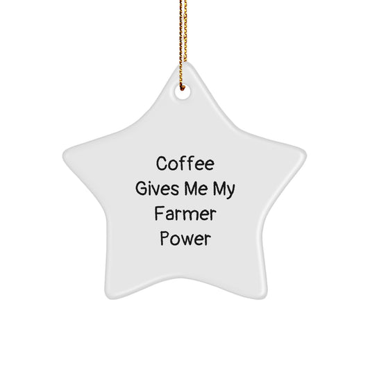 Funny Farmer Gifts for Men - Coffee Gives Me My Farmer Power Star Ornament, Unique Christmas Decorations for Farmer Friends, Gift for Farmer Coworkers - Image 1