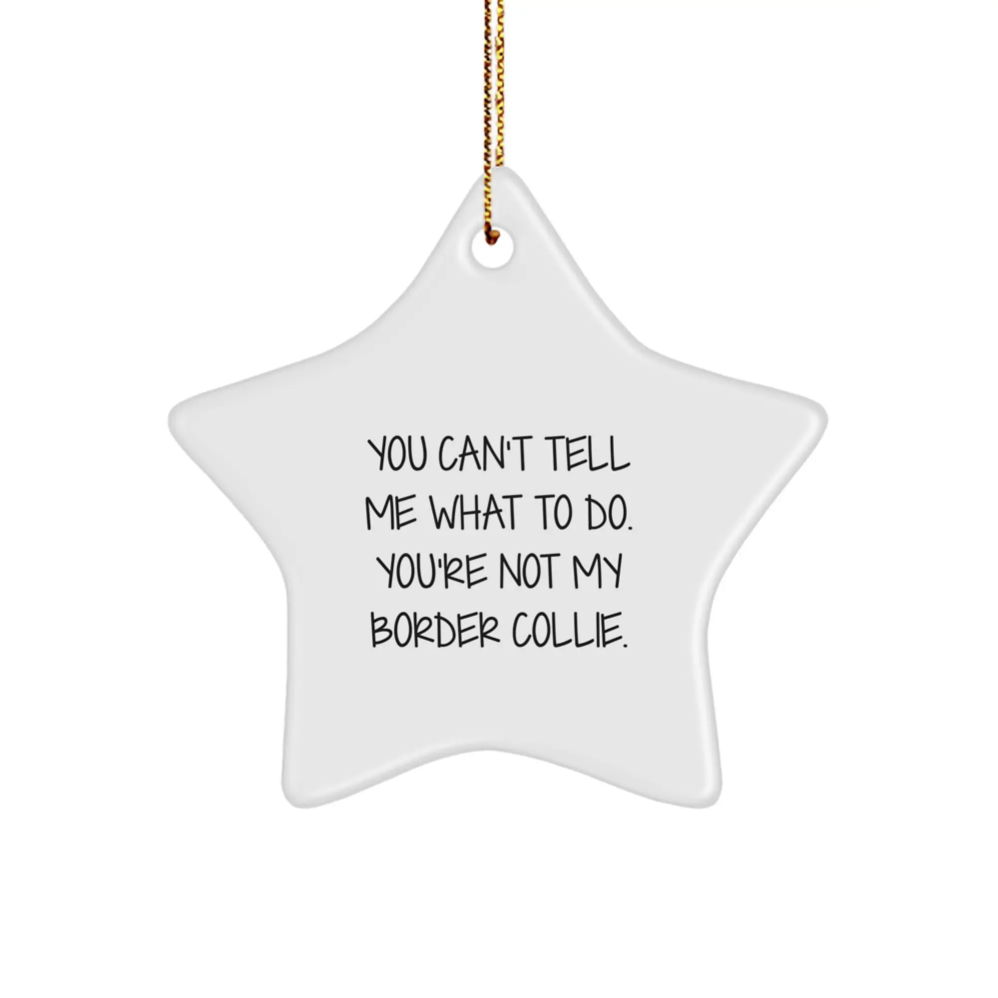 Funny Border Collie Dog Star Ornament for Christmas Unique Gifts from Friends, Coworkers or Family - You Can't Tell Me What To Do. - Image 1