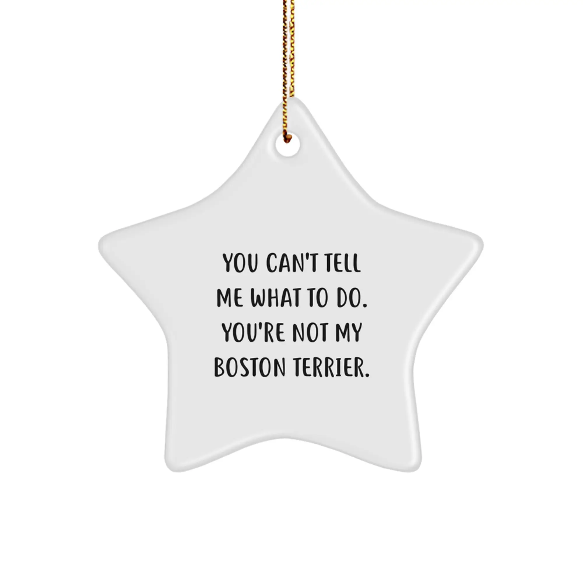 Funny Boston Terrier Dog Lover Gifts from Friends for Boston Terrier Dog - You Can't Tell Me What To Do Star Ornament, Christmas Unique Gifts - Image 1