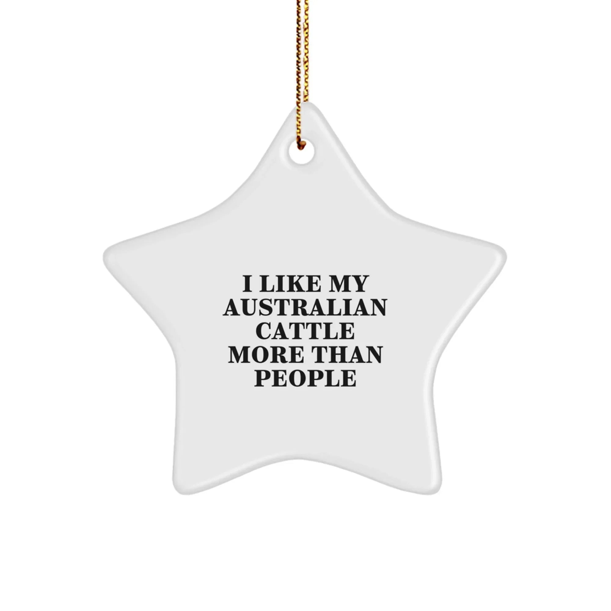 Unique Funny Australian Cattle Dog Gifts, Star Ornament, 'I Like My Australian Cattle More Than People', Christmas Unique Gifts from Friends