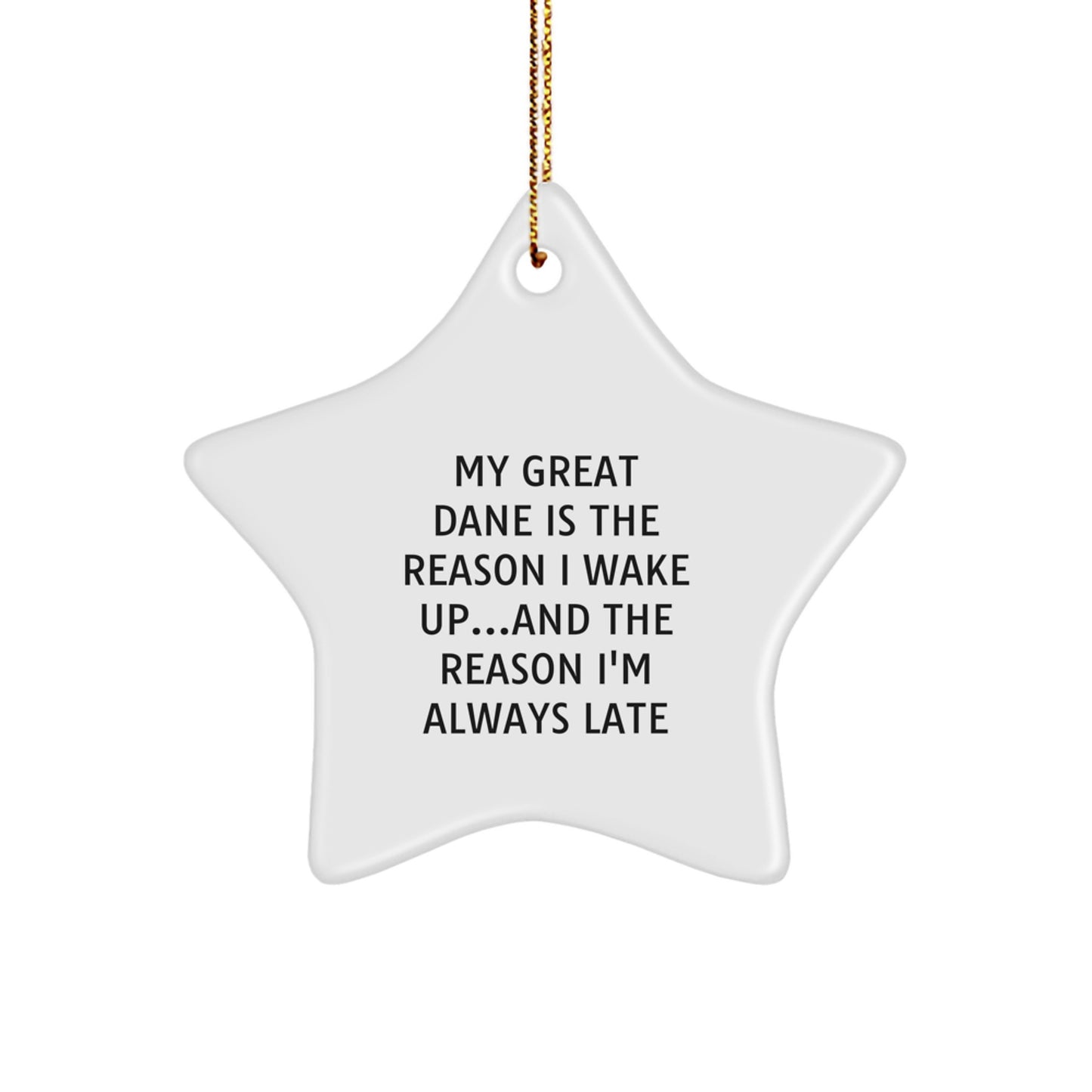 Funny Great Dane Dog Lover Gifts from Friends and Family - Star Ornament for Men and Women - 'My Great Dane Is The Reason I Wake Up...' Christmas Unique Presents - Image 1