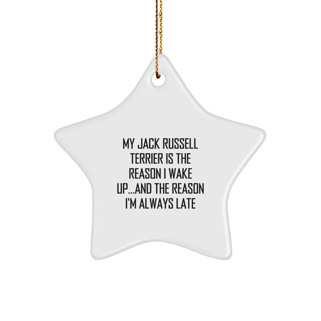 Funny Jack Russell Terrier Dog Star Christmas Tree Ornament