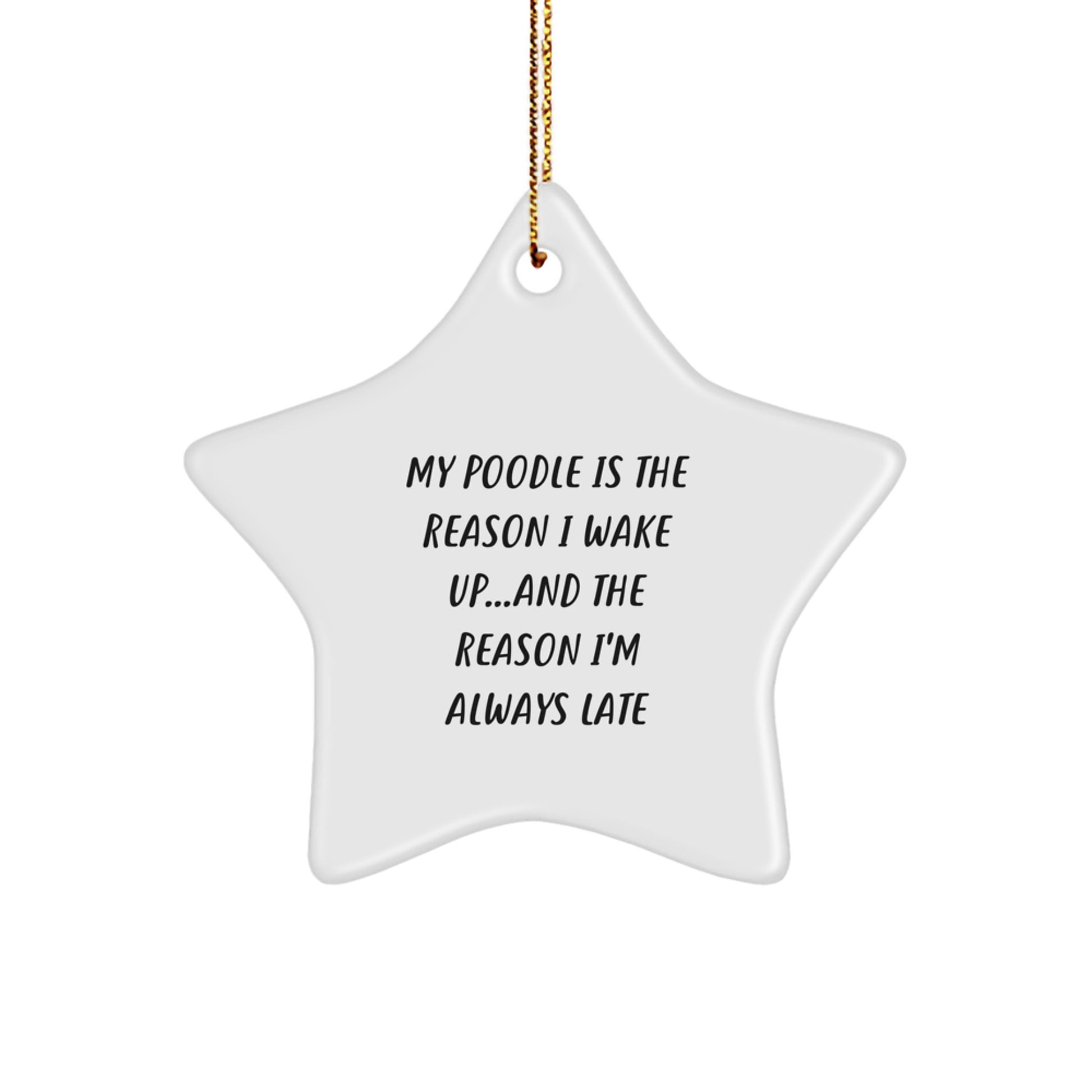 Poodle Dog Star Ornament Gifts from Family, Friends, Coworkers - My Poodle Is The Reason I Wake Up...and The Reason I'm Always Late, Funny Christmas Decorations - Image 1