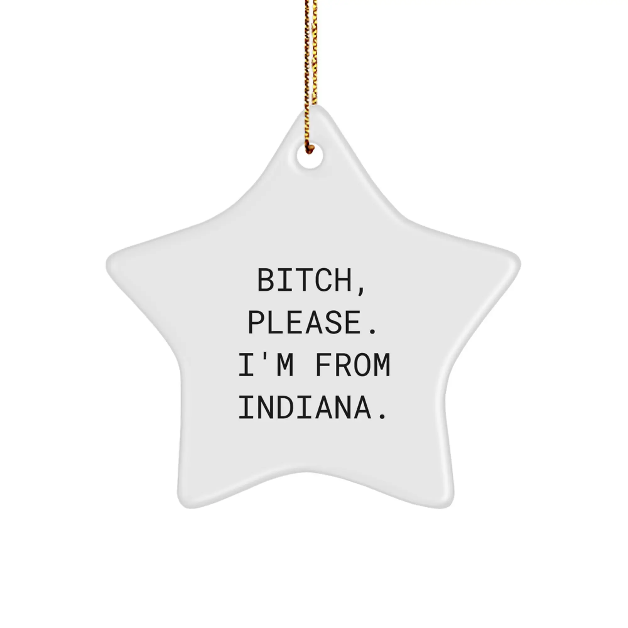 Funny Indiana Star Ornament Gifts from Men for Indiana Friends, Christmas Unique Gifts for Women, Star Shaped Decorations - Image 1