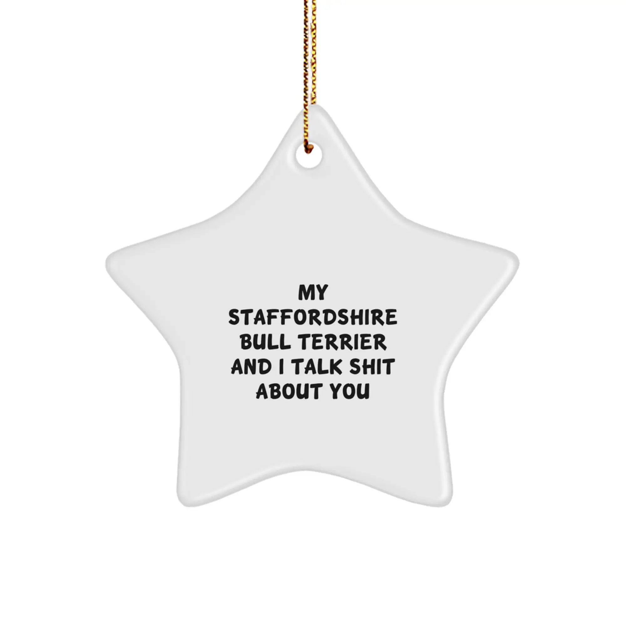 Staffordshire Bull Terrier Star Ornament Keepsake for Him Christmas Gift - Image 1