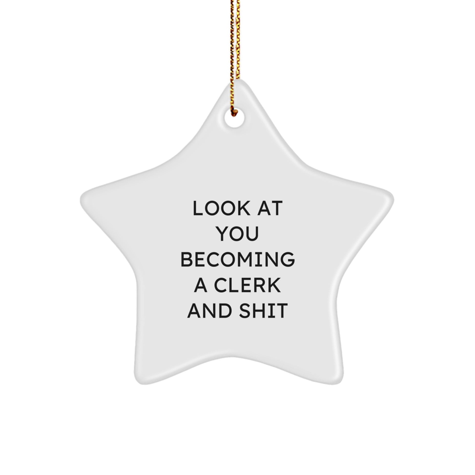 Funny Clerk Star Ornament, Gifts from Friends to Clerk, Star Ornament for Clerk Christmas Unique Gifts, Look At You Becoming A Clerk And Shit - Image 1
