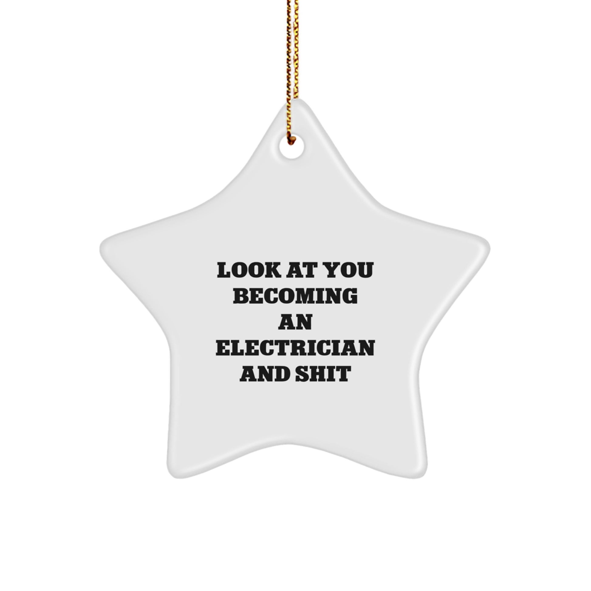 Funny Electrician Gift, Electrician Star Ornament for Christmas Unique Gifts from Friends to Family, Look At You Becoming An Electrician And Shit - Image 1