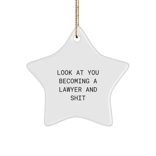 Gifts from Friends and Family for Lawyer - Funny Star Ornament Look At You Becoming A Lawyer And Shit, Christmas Unique Lawyer Gifts - Image 1