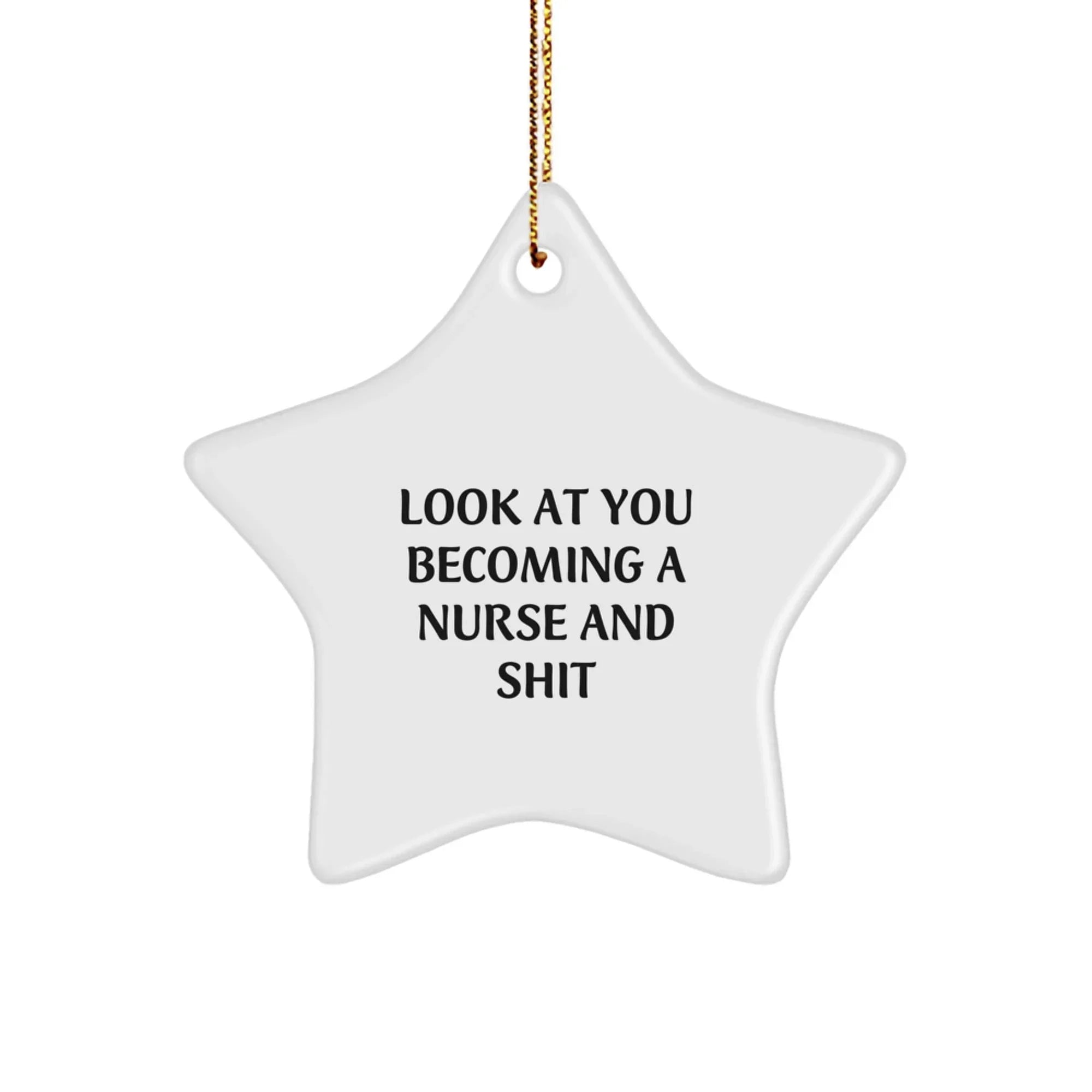Gifts from Friends and Family for Nurses - Funny Star Ornament, Look At You Becoming A Nurse And Shit, Christmas Unique Gifts for Nurse Coworkers