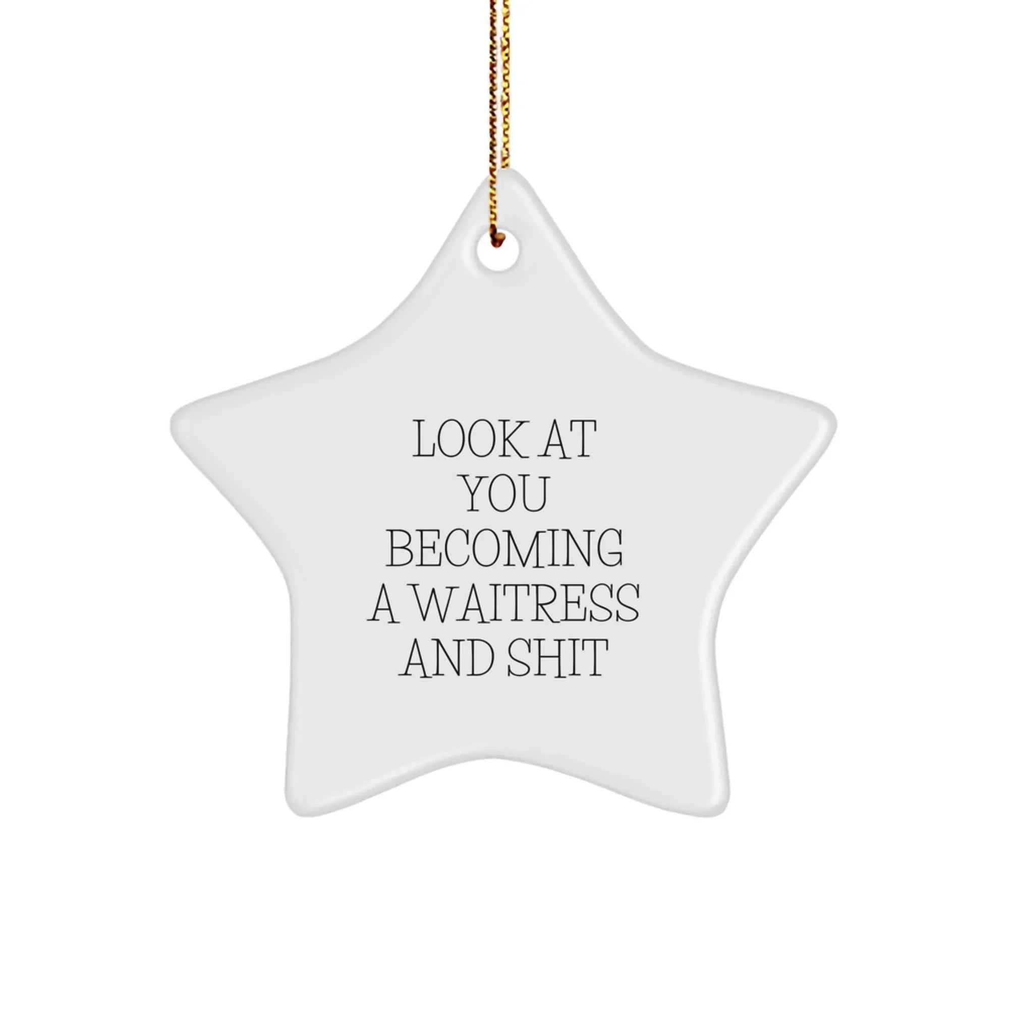 Funny Waitress Gifts from Friends, Unique Star Ornament for Waitress, 'Look At You Becoming A Waitress And Shit' Christmas Unique Gifts