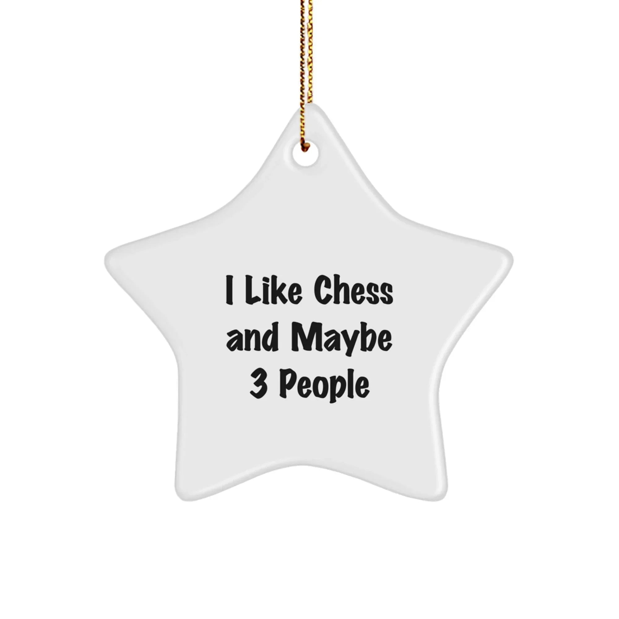 Funny Chess Star Ornament, Gifts for Chess Enthusiasts from Friends, White Star Shaped Decoration for Christmas Unique Gifts