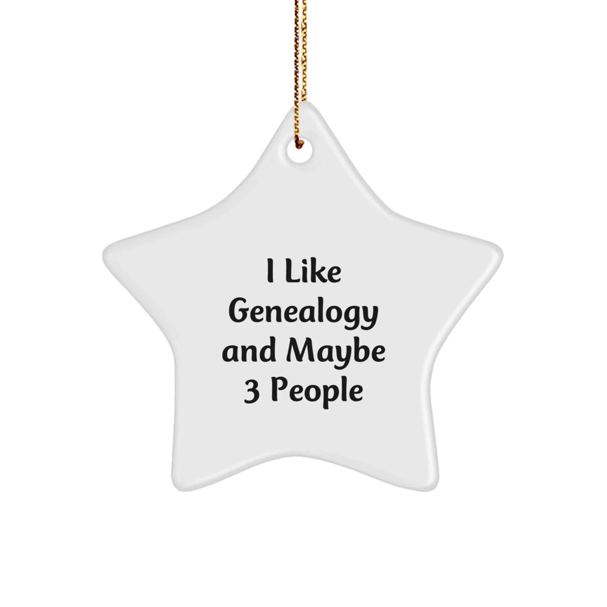 Genealogy Star Ornament, Funny Gift for Genealogy Enthusiast, Christmas Star Decoration, I Like Genealogy And Maybe 3 People