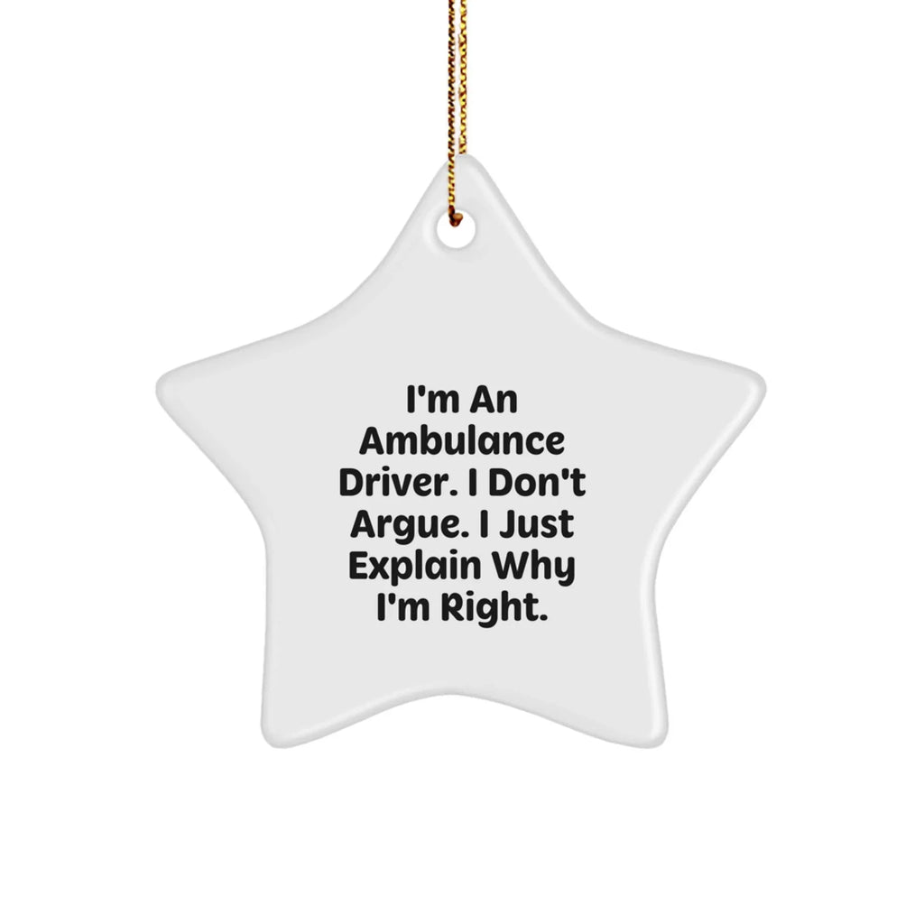 Funny Ambulance Driver Gifts from Family, Ambulance Driver Star Ornament, Inspirational Christmas Unique Gifts for Ambulance Driver